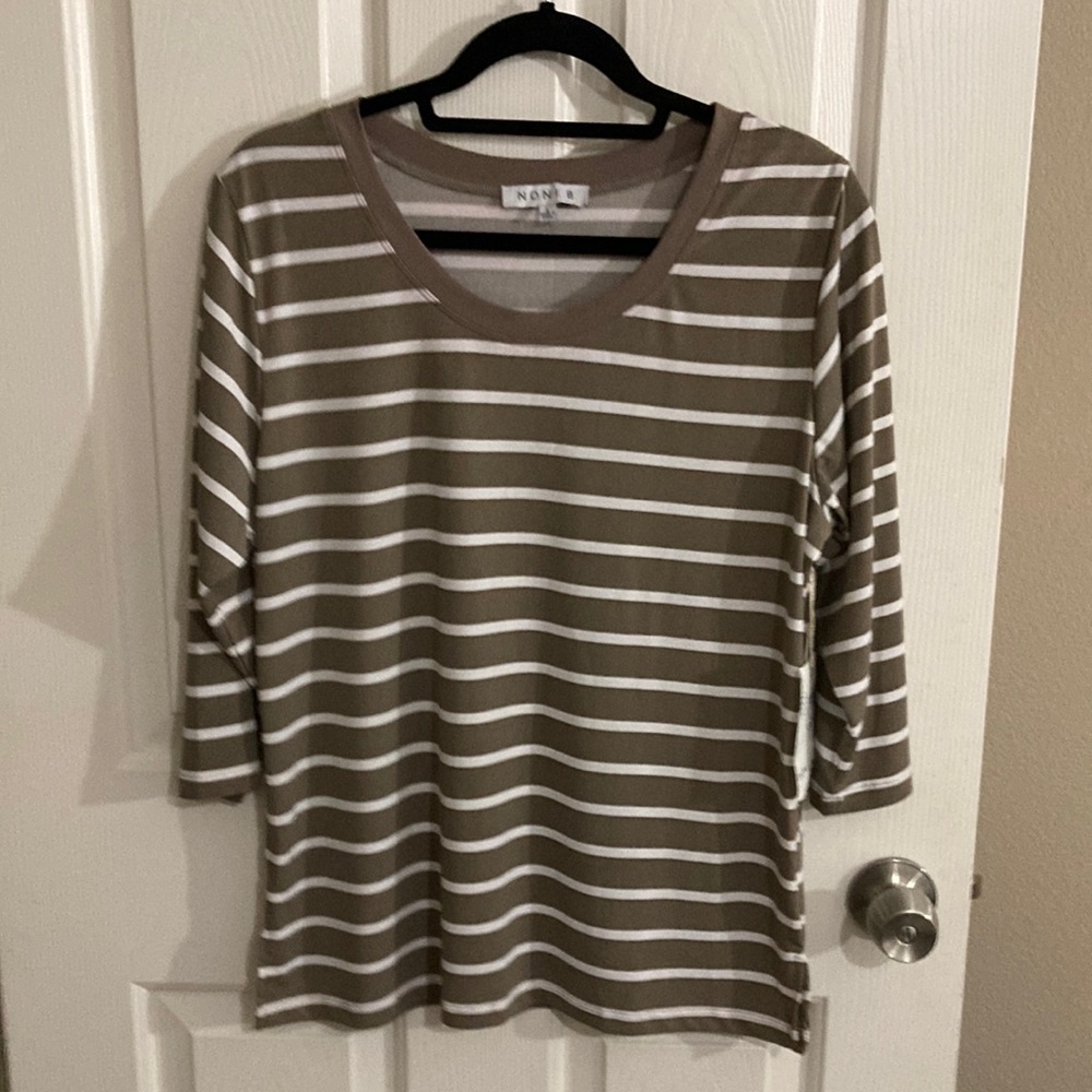 Noni B stripe brown and white blouse size large